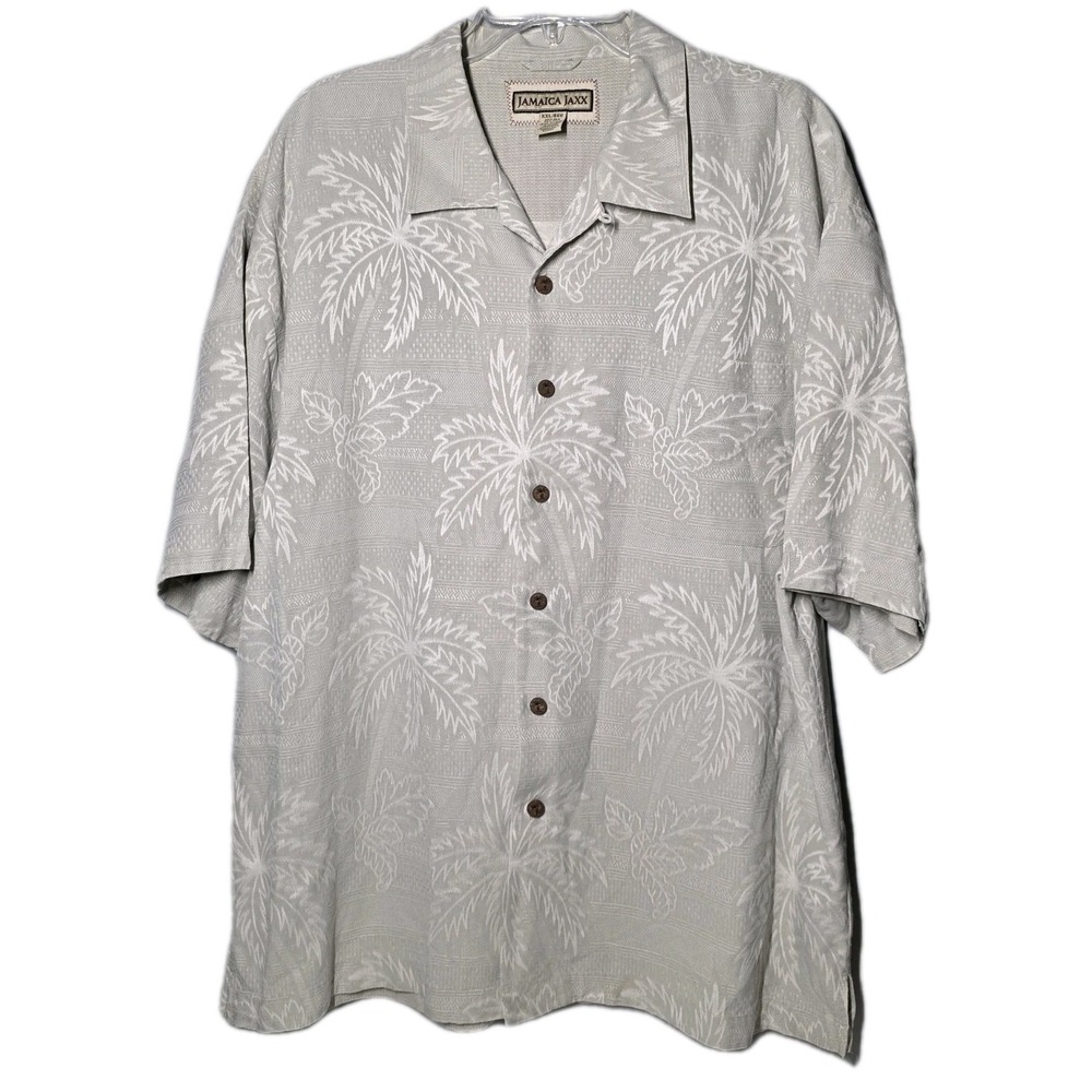 Vintage Jamaica Jaxx Mens XXL Shirt 100% Silk Short Sleeve Lt. Sage Green